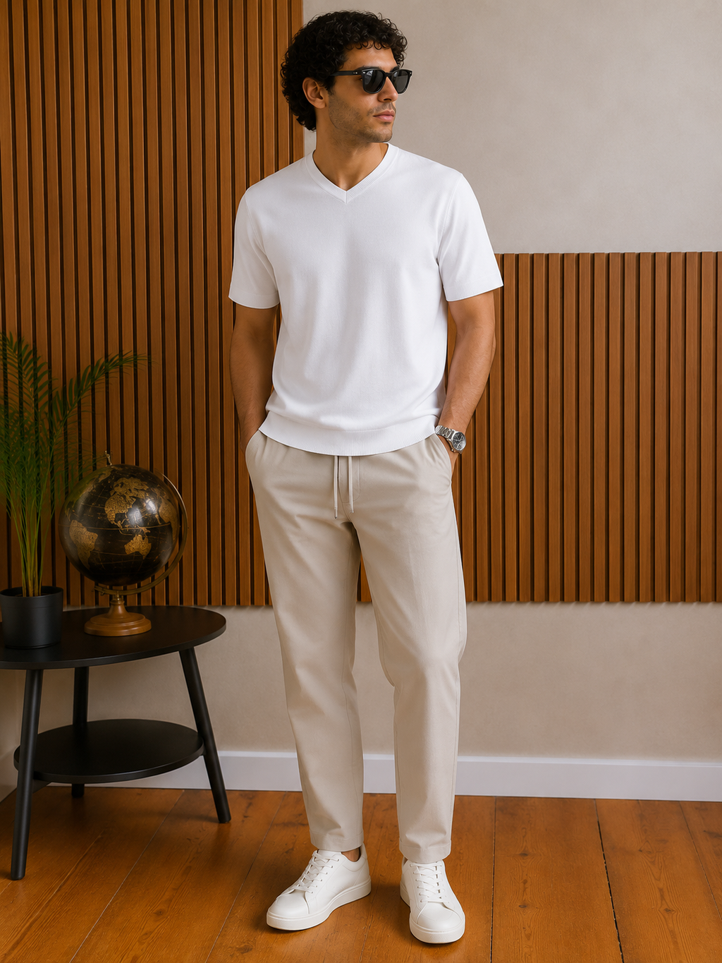 Maglia in filo di cotone con scollo a V