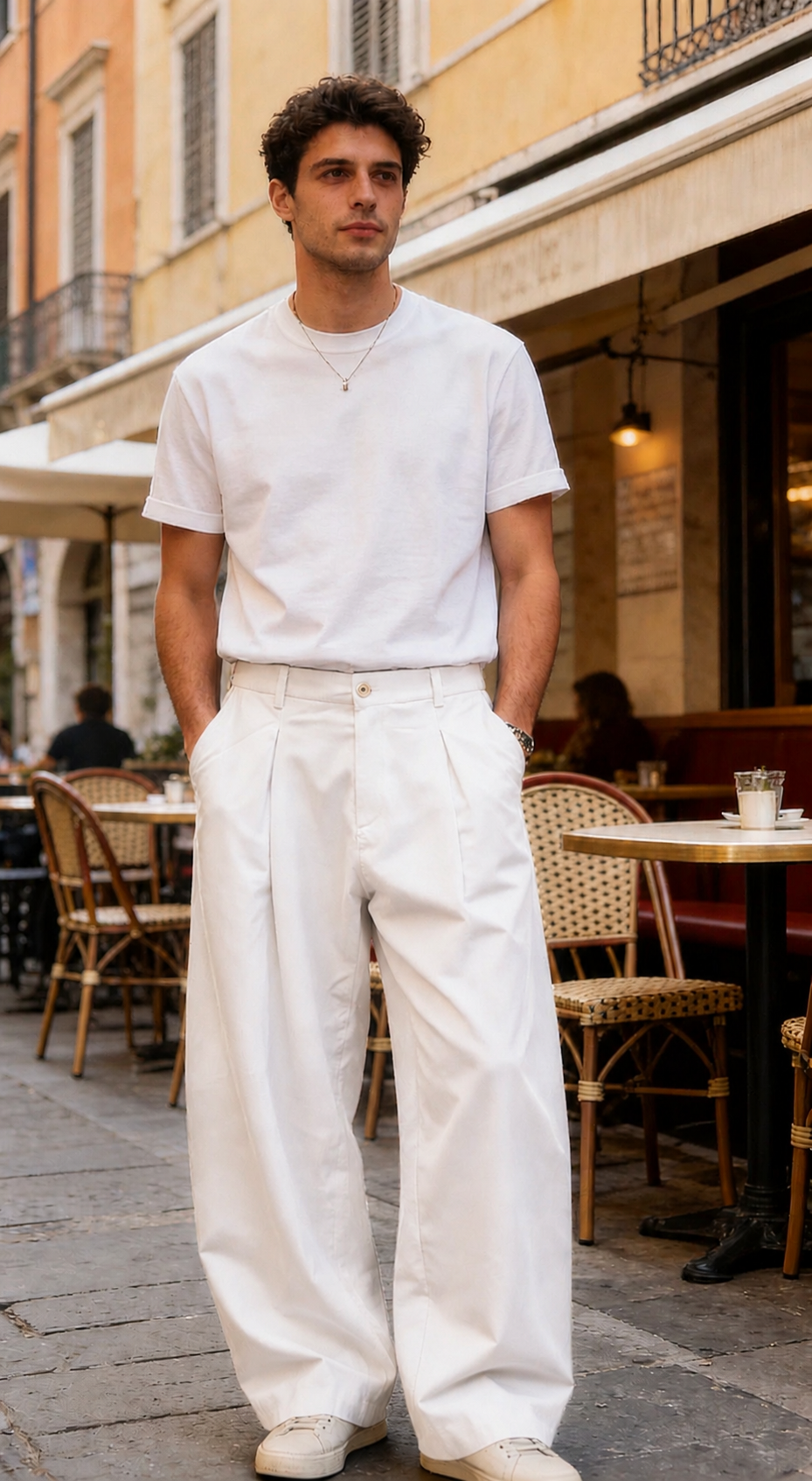 Pantalone Baggy Fit con pinces – 100% Cotone Made in Italy
