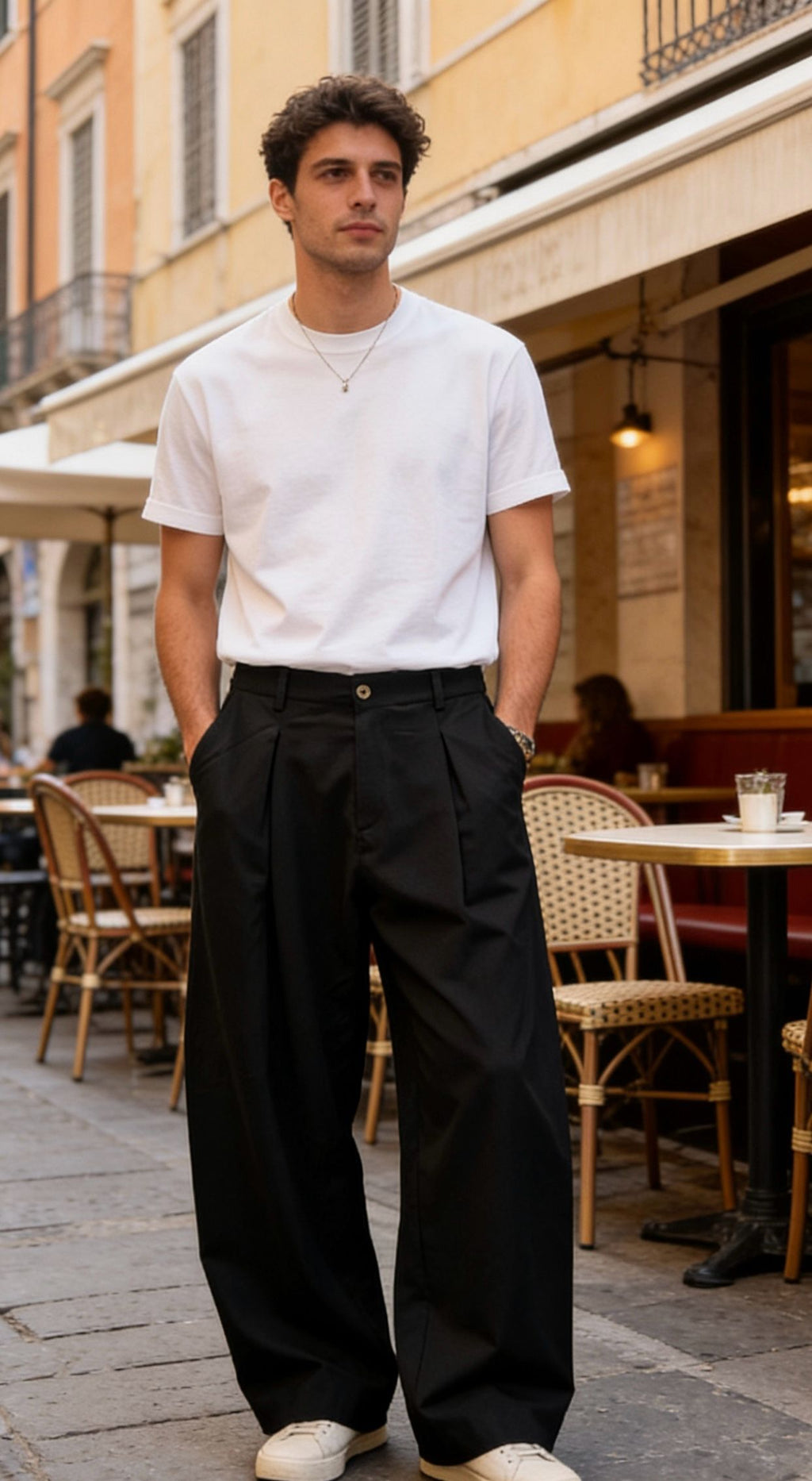 Pantalone Baggy Fit con pinces – 100% Cotone Made in Italy