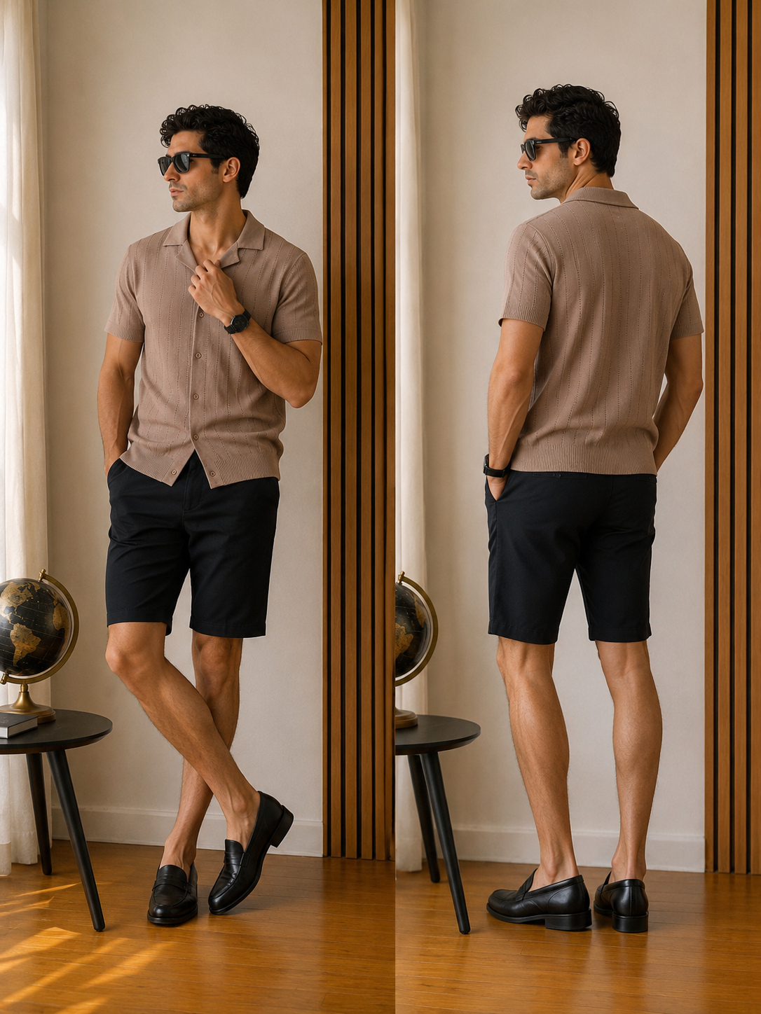 Polo camicia in filo di cotone al 100%￼- collo francese