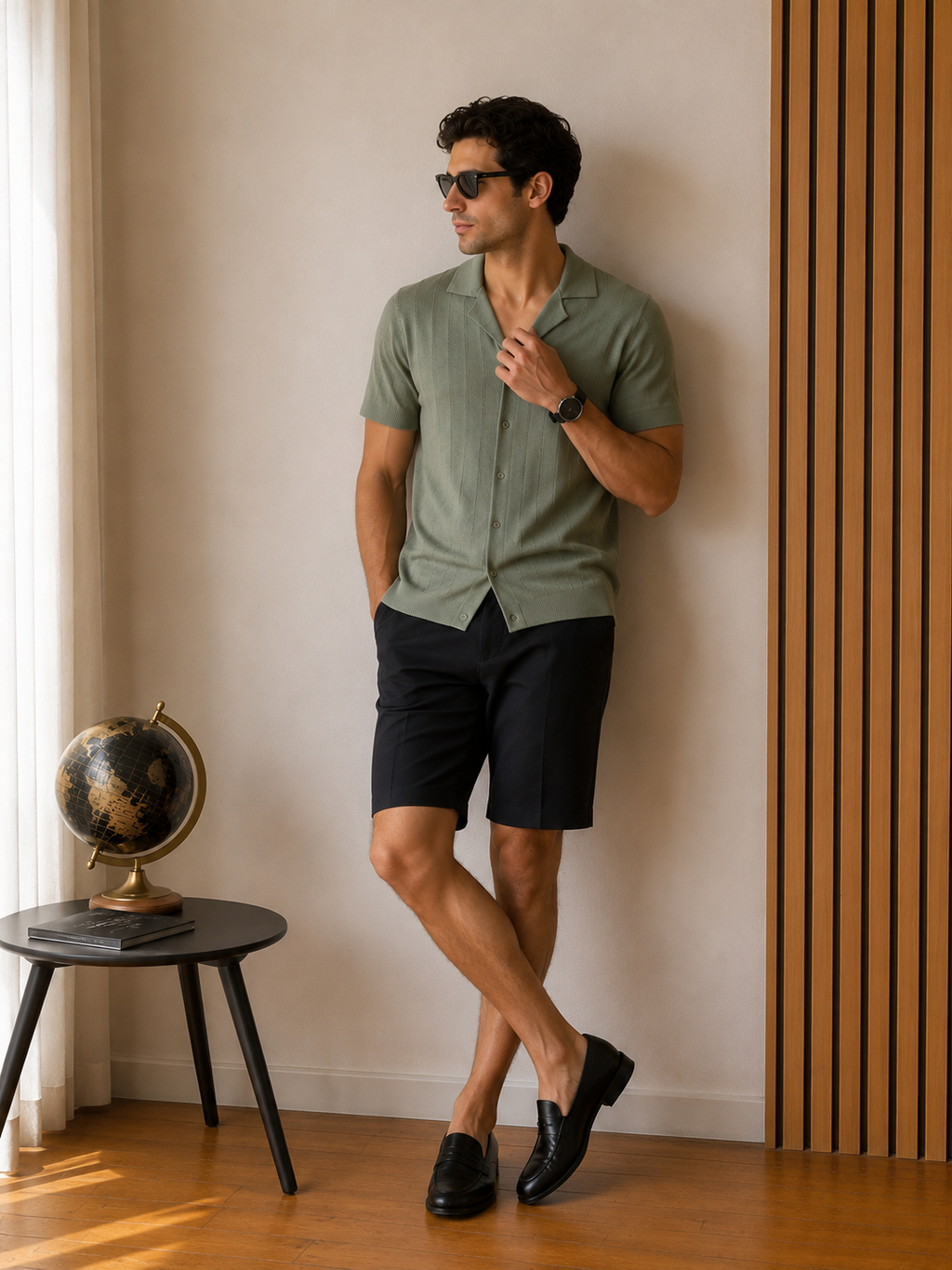 Polo camicia in filo di cotone al 100%￼- collo francese