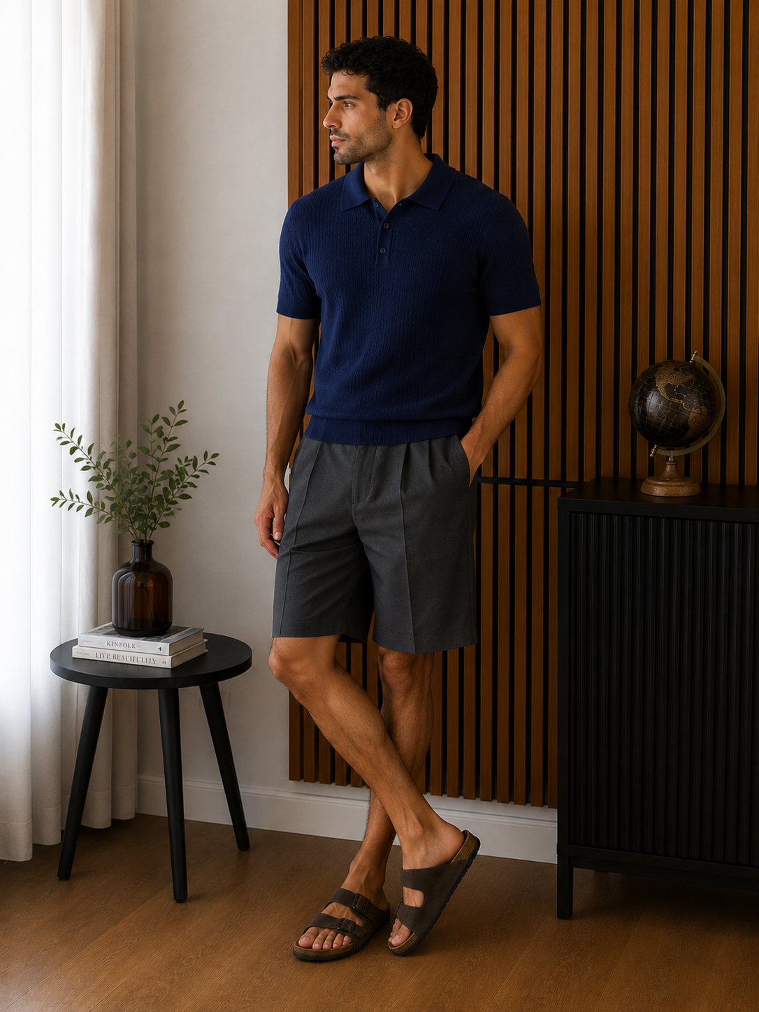 Polo in Maglia con Ricamo a Treccine-3 bottoni
