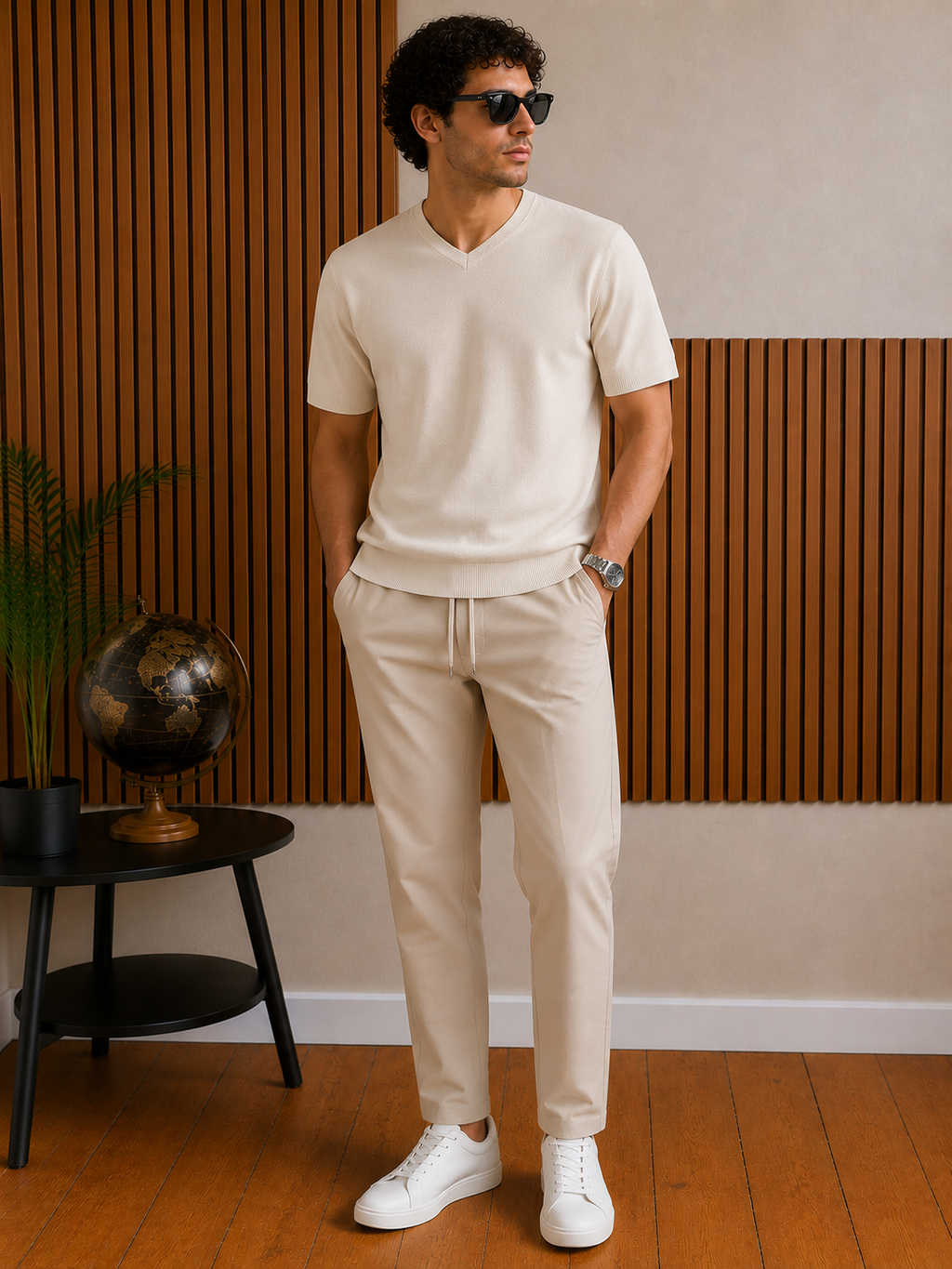 Maglia in filo di cotone con scollo a V