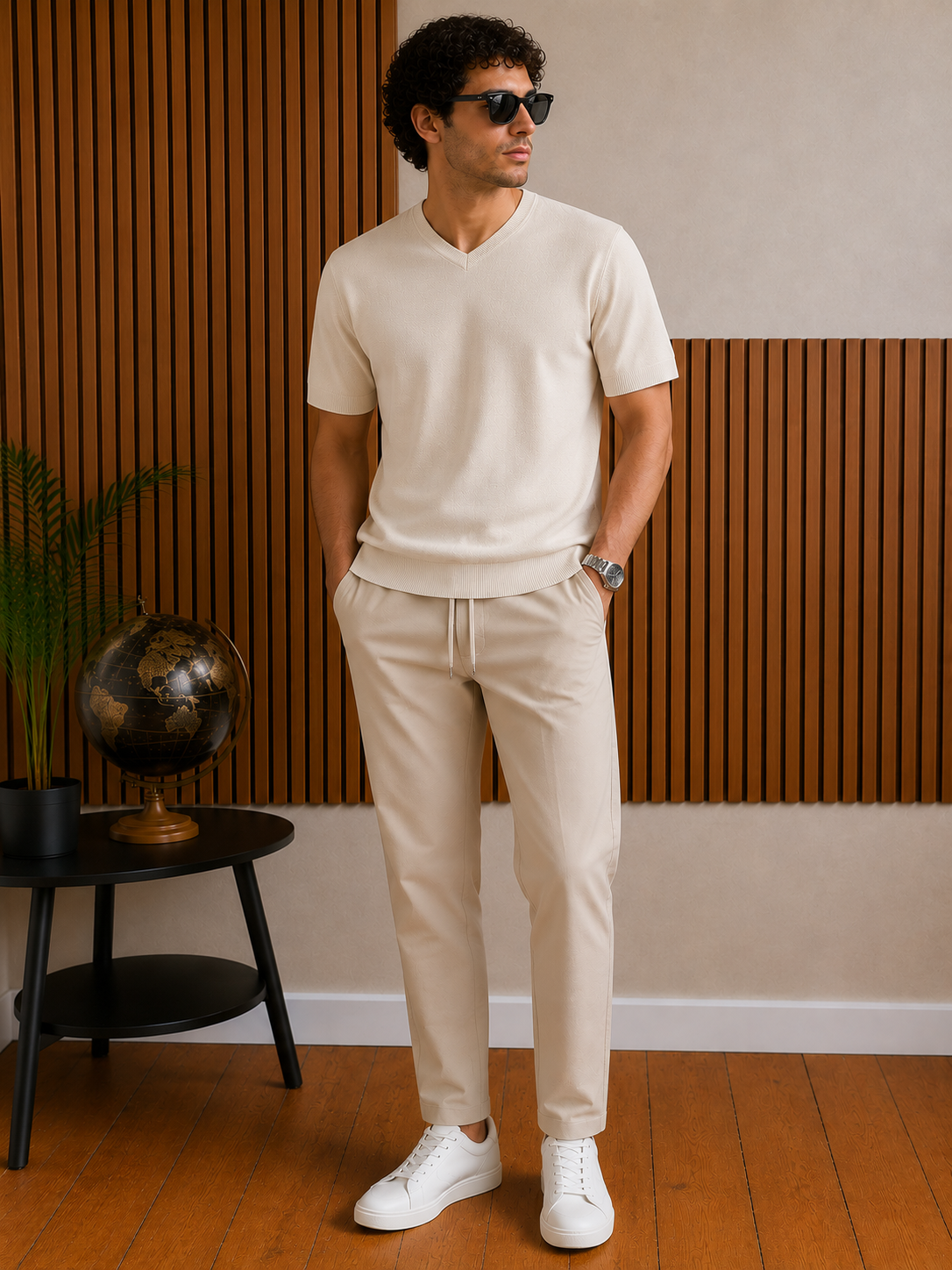 Maglia in filo di cotone con scollo a V