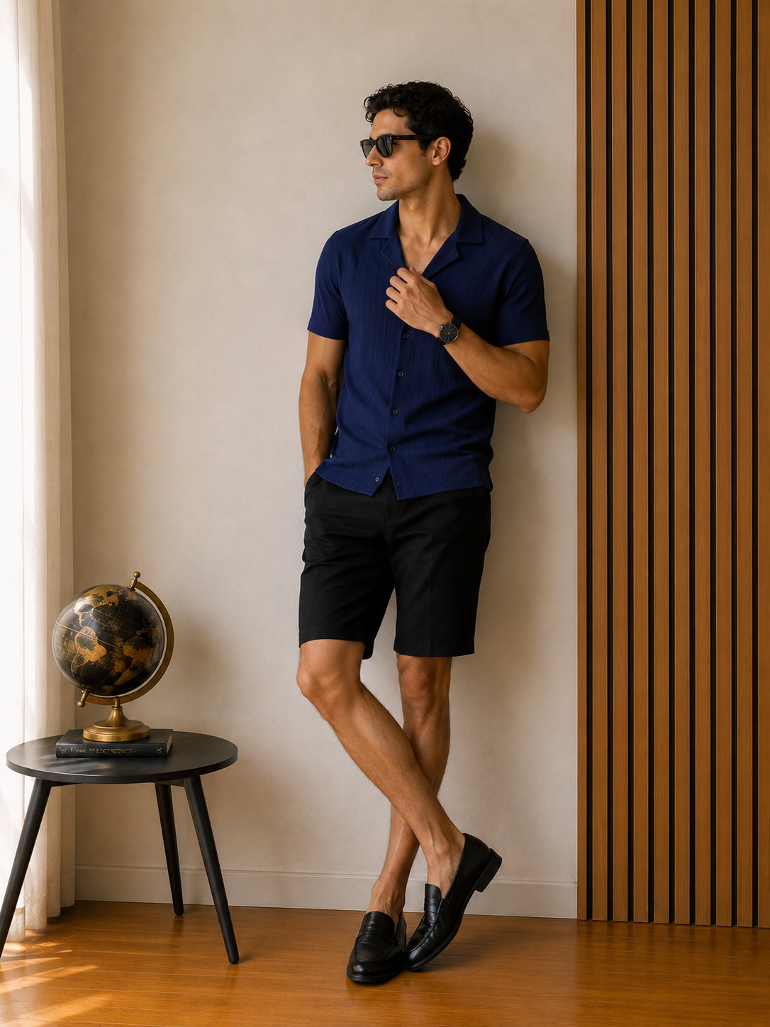 Polo camicia in filo di cotone al 100%￼- collo francese