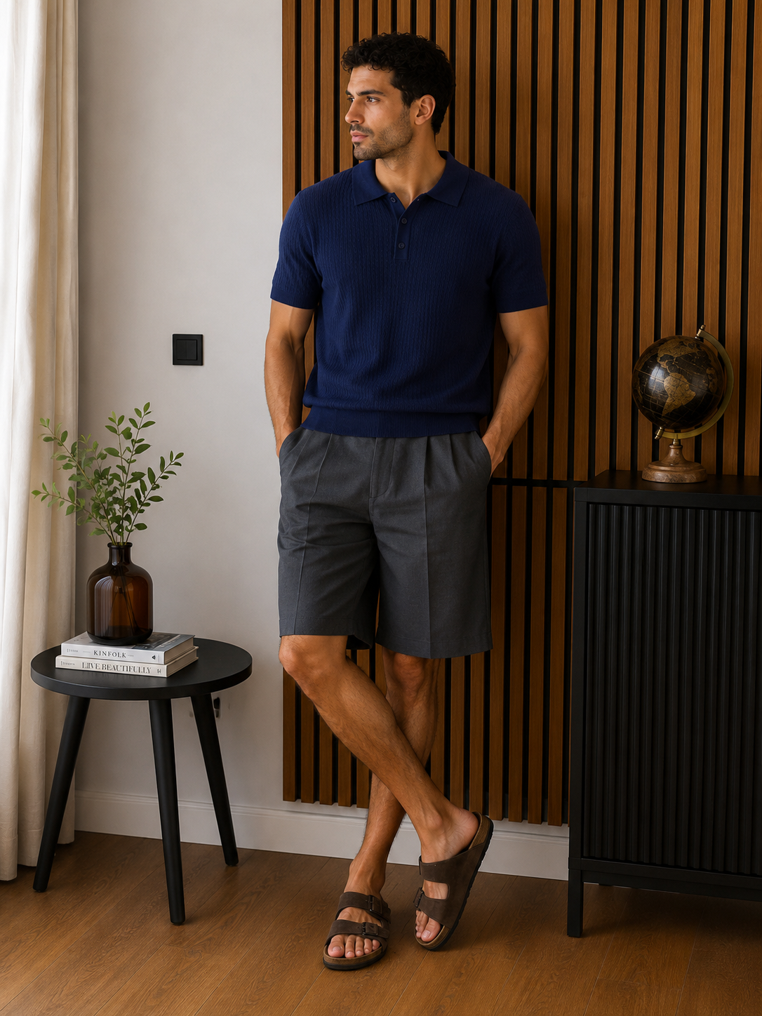 Polo in Maglia con Ricamo a Treccine-3 bottoni