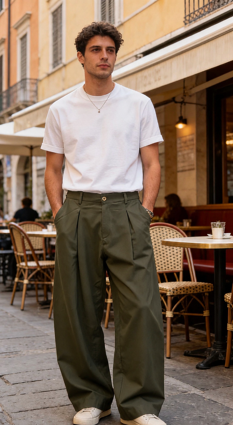 Pantalone Baggy Fit con pinces – 100% Cotone Made in Italy