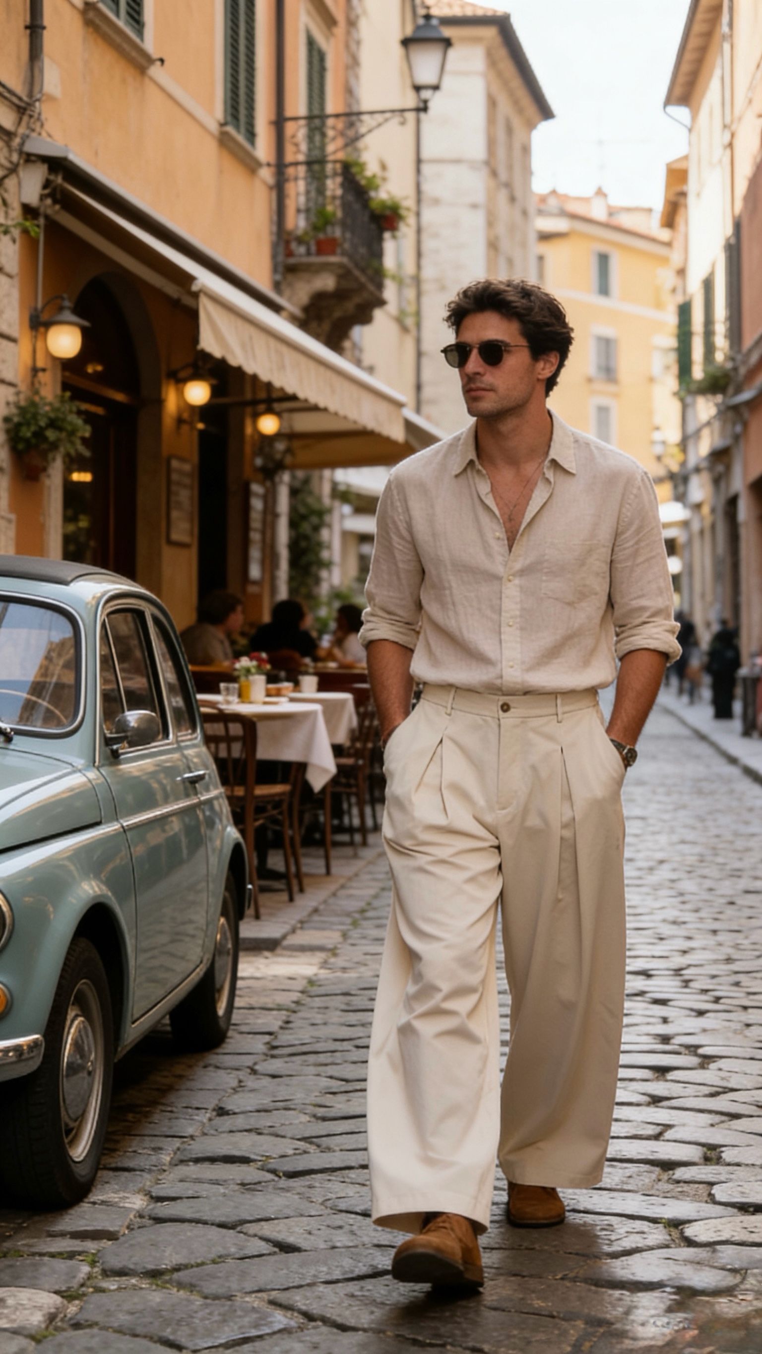Pantalone Baggy Fit con pinces – 100% Cotone Made in Italy